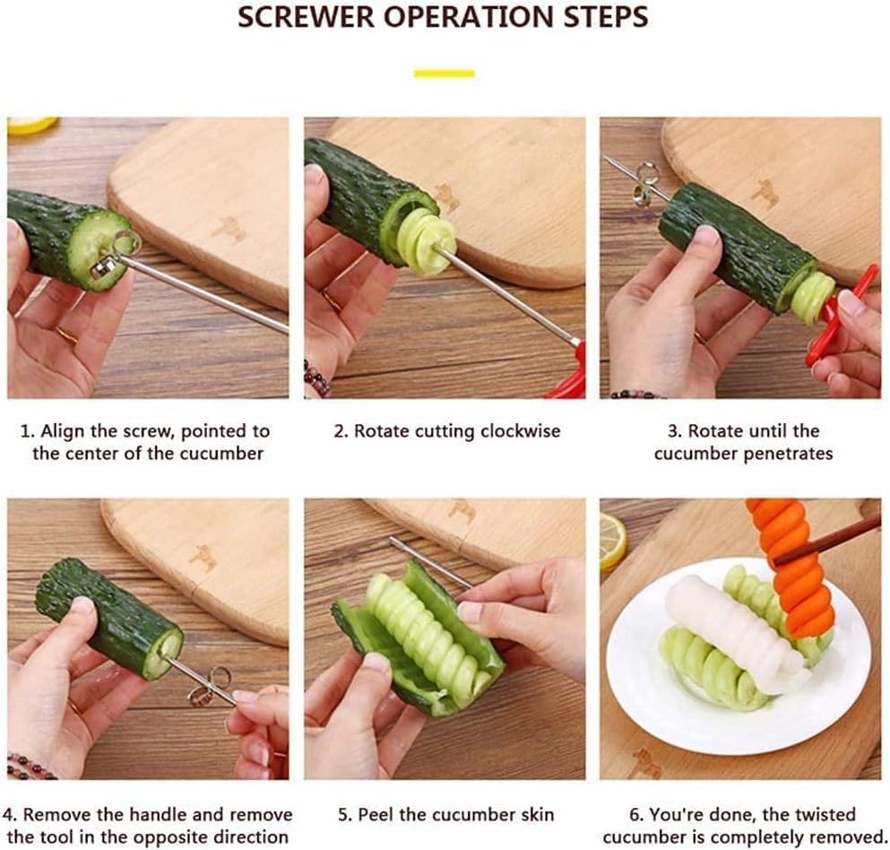Vegetable cutter - Cutting tools - Potato, carrot, cucumber salad cutter - Manual spiral cutter - Baking - 20 V1189-HB001ZSSG00058