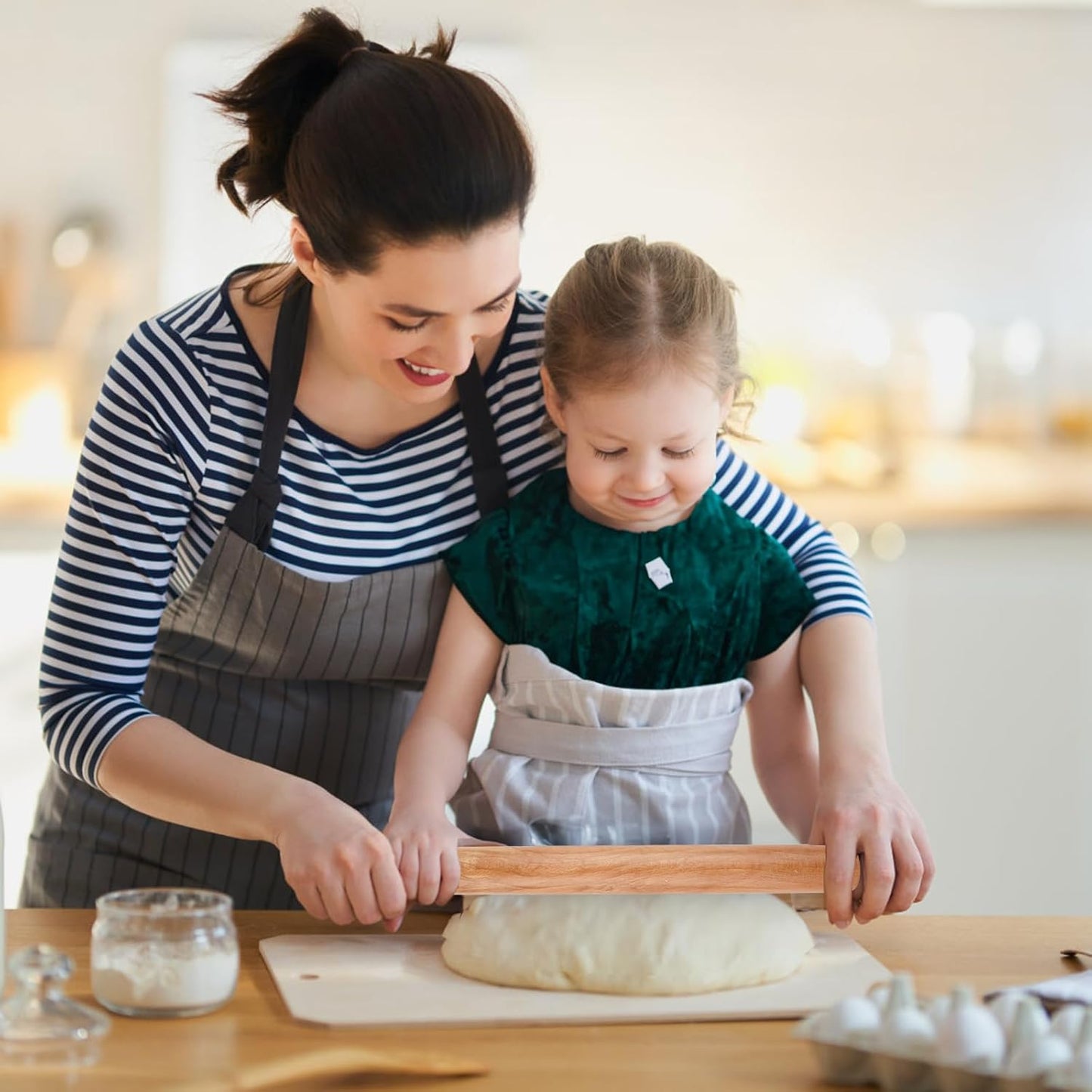 Rolling Pin - Beech Wood - Smooth Non-Stick Coating - Suitable for Baking Dough, Fudge, Pizza, Cookies, Bread V1189-HB001ZSSG00065