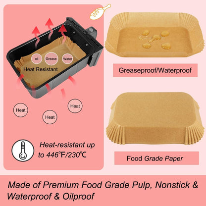 Silicone Baking Paper - Suitable for Airfryer Liners - Compatible with Dual-Zone Fryers - 100 Pieces V1189-HB001ZSSG00131