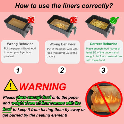 Silicone Baking Paper - Suitable for Airfryer Liners - Compatible with Dual-Zone Fryers - 100 Pieces V1189-HB001ZSSG00131