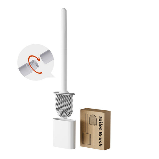 Toilet brush and holder - Deep cleaning silicone toilet brush - Flat toilet brush with long handle - V1189-HB001ZSSG00139