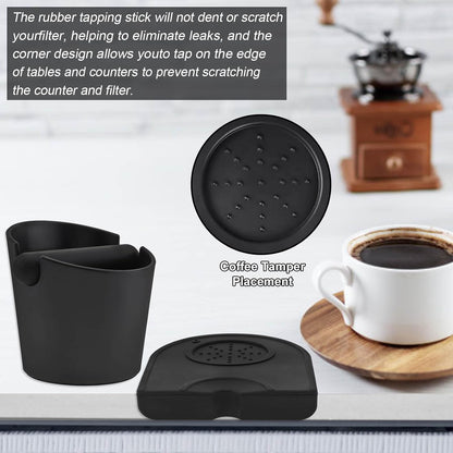 Silicone Coffee Grounds Container + Coffee Mat - Suitable for Office and Home - With Removable Tamper and V1189-HB001ZSSG00146