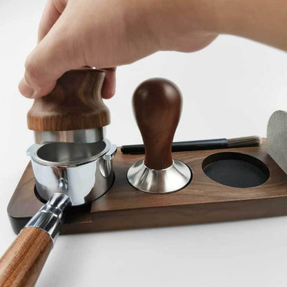 Tamper - Adjustable base with anti-slip bracket - Suitable for espresso machines - Walnut - 51 mm V1189-HB001ZSSG00154