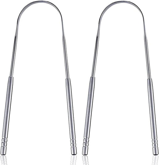 Tongue scraper - Stainless steel tongue cleaner - Freshens breath - Restores taste - Pack of 2 V1189-HB001ZSSG00178