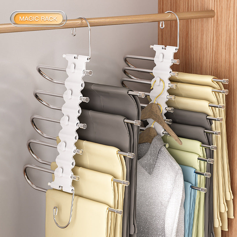 clothes hangers-stainless steel trouser rack-space saving-trouser rack-wardrobe-storage rack-5 tiers-1 V1189-HB001ZSSG00186