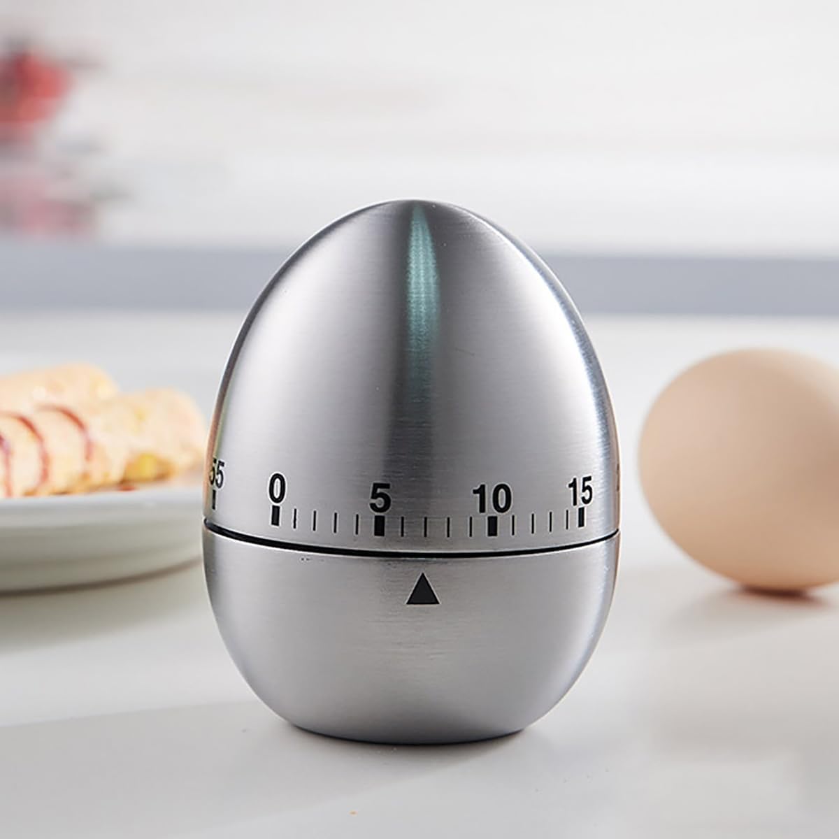 Egg Timer - Kitchen Timer - Analogue Kitchen Timer - Mechanical Kitchen Timer - Timer - Egg - Stainless Steel V1189-HB001ZSSG00188