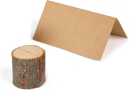 Wooden Place Cards (20) + Kraft Cards (20) - Wooden Card Holders - Wooden Place Cards - Rustic Wooden Photo V1189-HB001ZSSI00024
