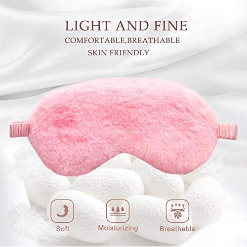 Faux Fur Eye Mask - Soft and Smooth Satin Eye Mask - Sleeping Eye Mask - 2-Pack (Pink + Yellow-Pink) V1189-HB001ZSST00262