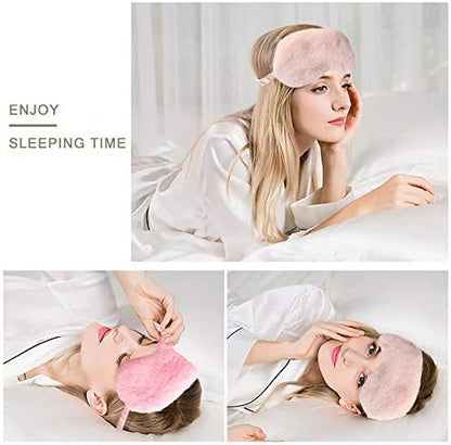 Faux Fur Eye Mask - Soft and Smooth Satin Eye Mask - Sleeping Eye Mask - 2-Pack (Pink + Yellow-Pink) V1189-HB001ZSST00262