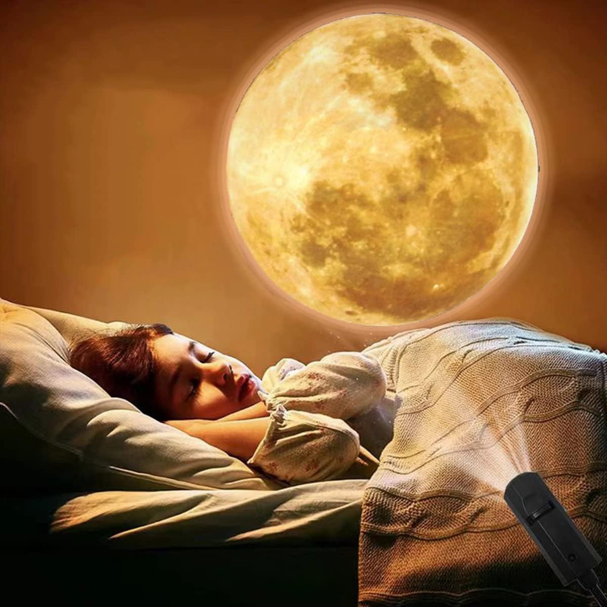 Night Light - Projector - Moon Lamp - Moon Projection - USB - Perfect for Bedroom Selfies - Bedroom Ceiling, V1189-HB001ZSSU00031