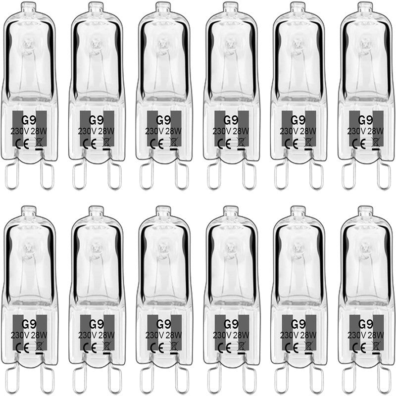 Halogen lamp - G9 Clear halogen lamp - Warm yellow light - 230V 28W - Suitable for pendant lamps - 10 pieces V1189-HB001ZSSU00098