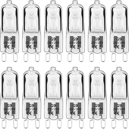 Halogen lamp - G9 Clear halogen lamp - Warm yellow light - 230V 28W - Suitable for pendant lamps - 10 pieces V1189-HB001ZSSU00098