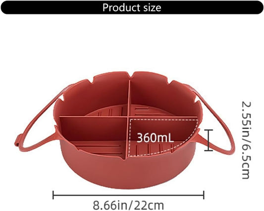 Airfryer Accessories - Airfryer Baking Tray - Silicone Airfryer Basket Liner with Four-Compartment Divider - V1189-HB003CHJG00009