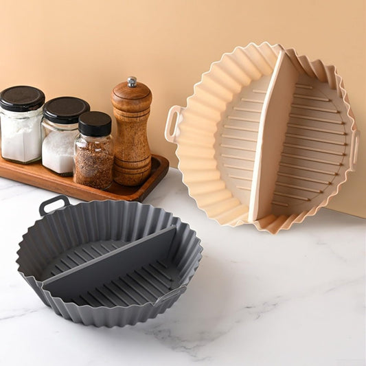 Airfryer baking tray - Airfryer accessories - Round Silicone Baking Tray with Division - Non-Stick Heat V1189-HB003CHJG00013