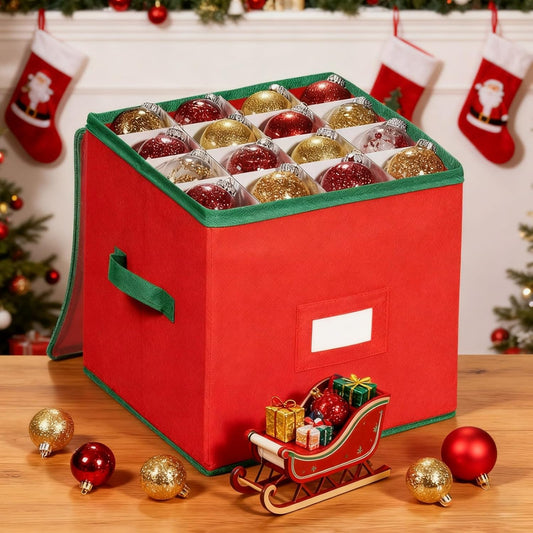 Christmas Bauble Storage Box - Christmas Bauble Box with 64 Compartments - Christmas Decoration Organizer V1189-HB003CHJH00003