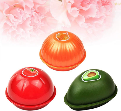Vegetable Storage Box - Storage Box - 3 Piece Fresh Storage Box Set - Avocado, Tomato & Onion - Reusable Food V1189-HB003CHJH00005