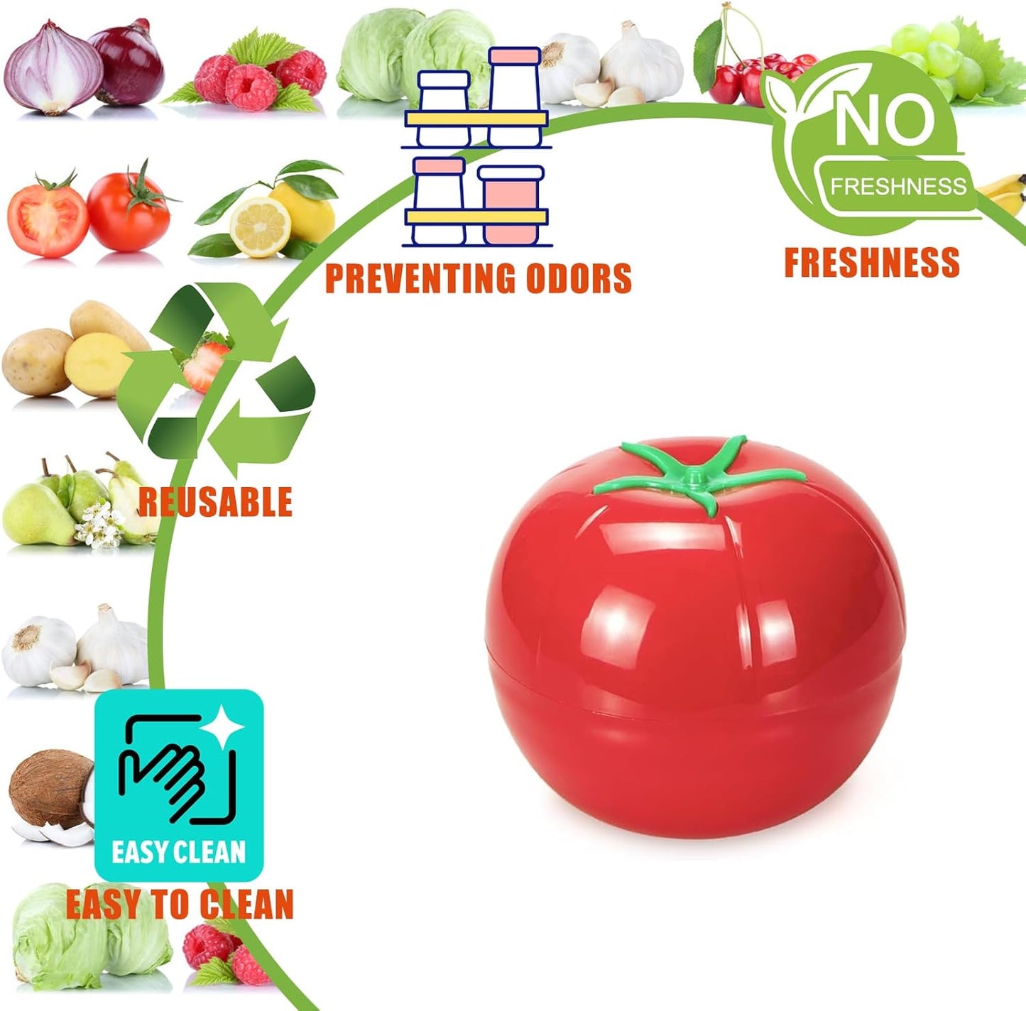 Vegetable Storage Box - Storage Box - 3 Piece Fresh Storage Box Set - Avocado, Tomato & Onion - Reusable Food V1189-HB003CHJH00005