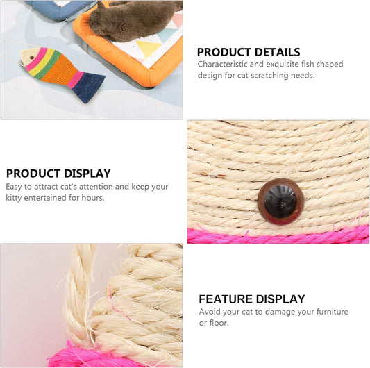 Interactive Cat Toys - Cat Toys - Intelligence Cat Toys - Sisal Scratching Mat in Fish Shape - Durable V1189-HB003CHJR00001