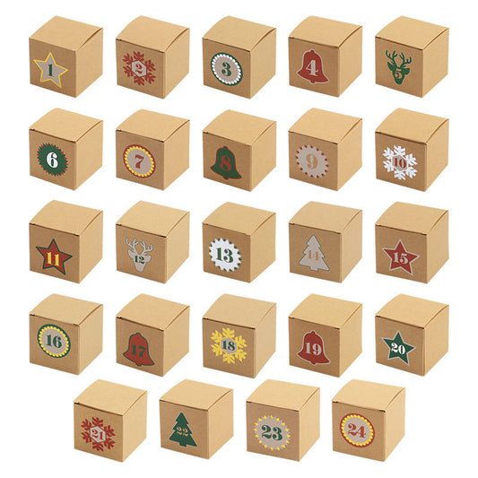 Christmas Box - Candy Boxes - Advent Calendar 1-24 Set - Refillable Countdown Box with Kraft Paper Boxes & V1189-HB003CHJY00001