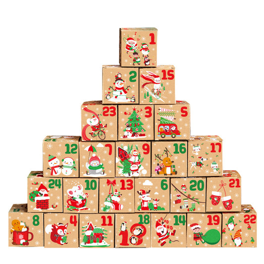 Christmas Box - Candy Boxes - 24 Piece Advent Calendar Gift Box Set - 7x7x7 cm Paper Countdown Boxes with V1189-HB003CHJY00002