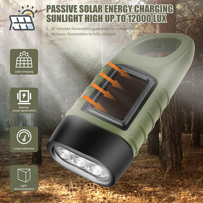 Emergency Flashlight - Military Clamp Rechargeable - Dynamo & Solar Powered - For Emergency Kits and Power V1189-HB003WSRA00015