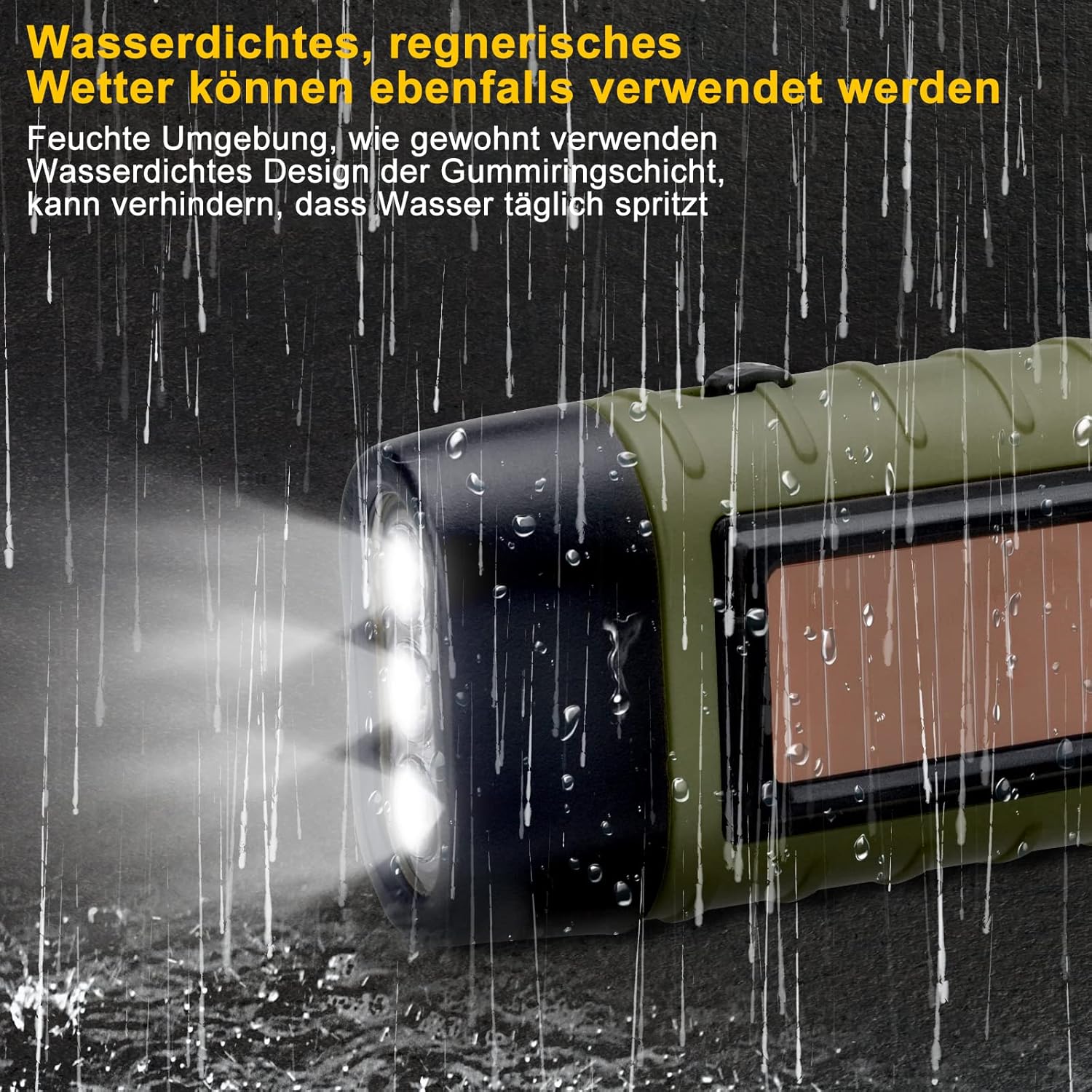 Emergency Flashlight - Military Clamp Rechargeable - Dynamo & Solar Powered - For Emergency Kits and Power V1189-HB003WSRA00015