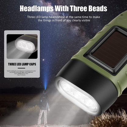 Emergency Flashlight - Military Clamp Rechargeable - Dynamo & Solar Powered - For Emergency Kits and Power V1189-HB003WSRA00016