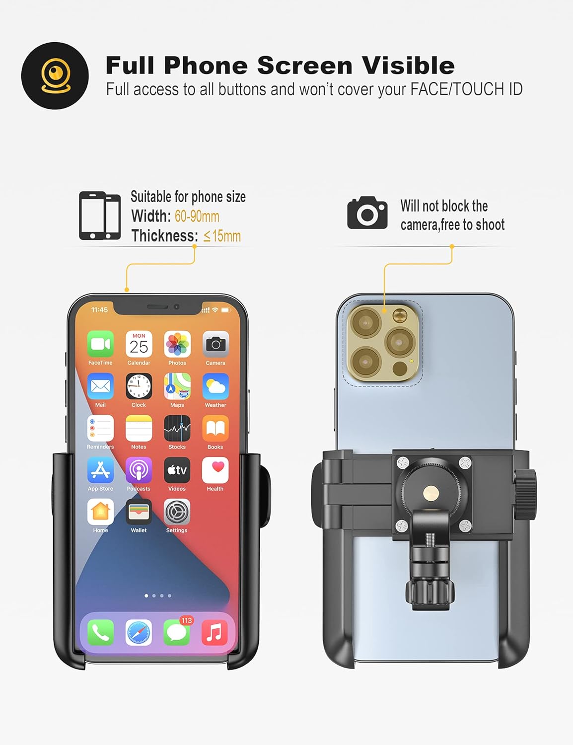 Bike Phone Holder - 1S Quick Release & 360 Degree Rotatable - For Motorcycle, Scooter & MTB - Universal V1189-HB003WSRA00021