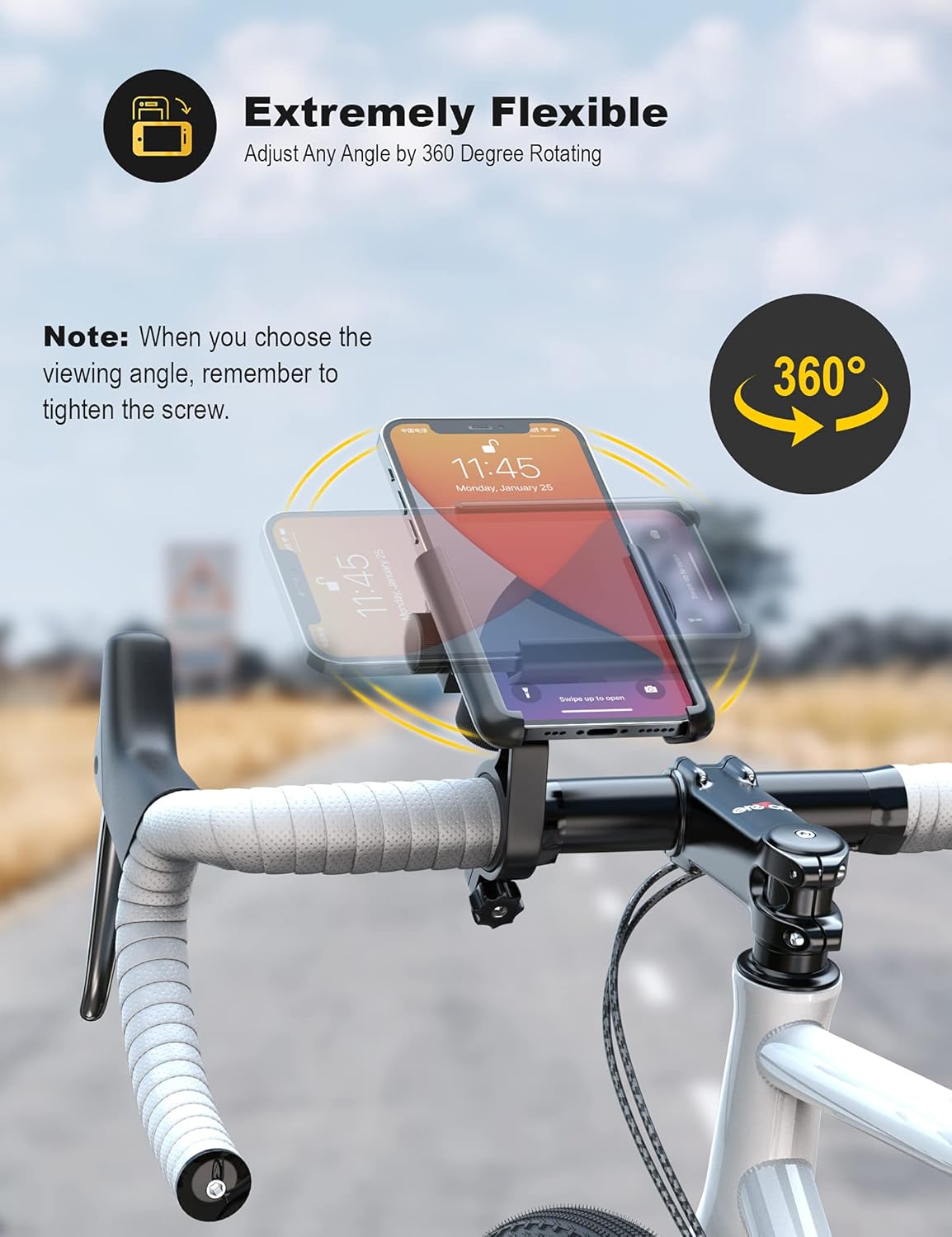 Bike Phone Holder - 1S Quick Release & 360 Degree Rotatable - For Motorcycle, Scooter & MTB - Universal V1189-HB003WSRA00021