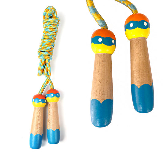 Adjustable Kids Skipping Rope - Wooden Handle & Cotton Rope - 285 cm - For Boys & Girls - Fitness & Games V1189-HB003WSRA00022