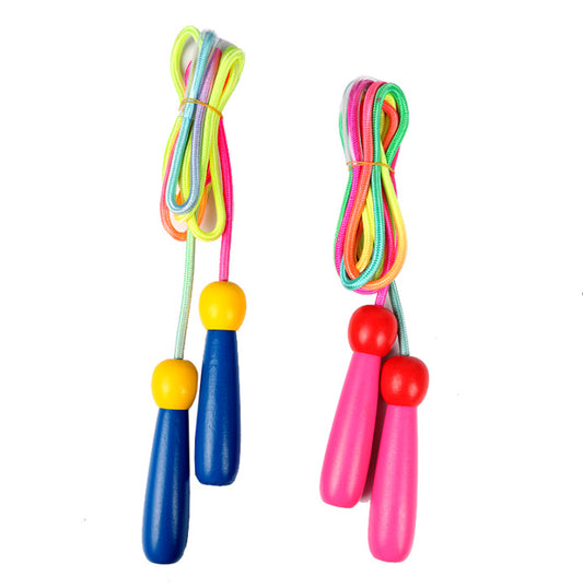Adjustable Children's Skipping Rope (2 Pieces) - with Wooden Handle and Cotton Rope - 285 cm - For Boys & V1189-HB003WSRA00023