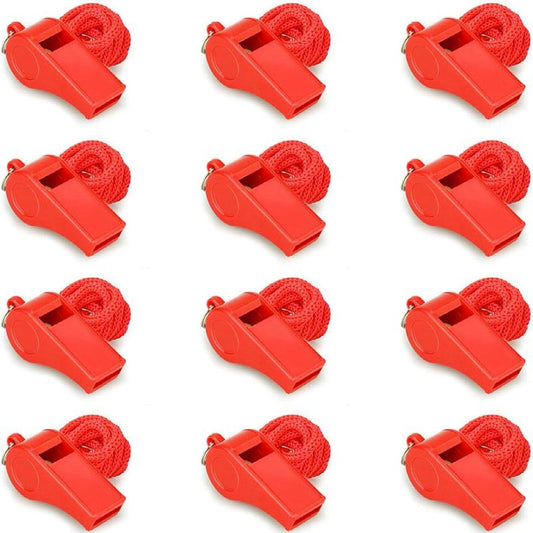 Emergency Whistles with Lanyard - Set of 12 - Loud & Clear Sound - Safety Whistles for Sports & Self-Defense V1189-HB003WSRA00025