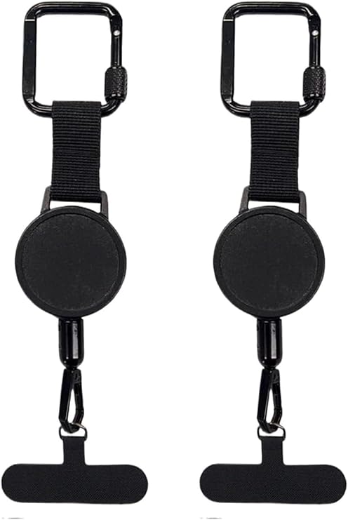 Anti-theft Phone Cord - Set of 2 - Retractable - With Belt Clip - Safety Cord for Smartphone - Black V1189-HB003WSRA00029