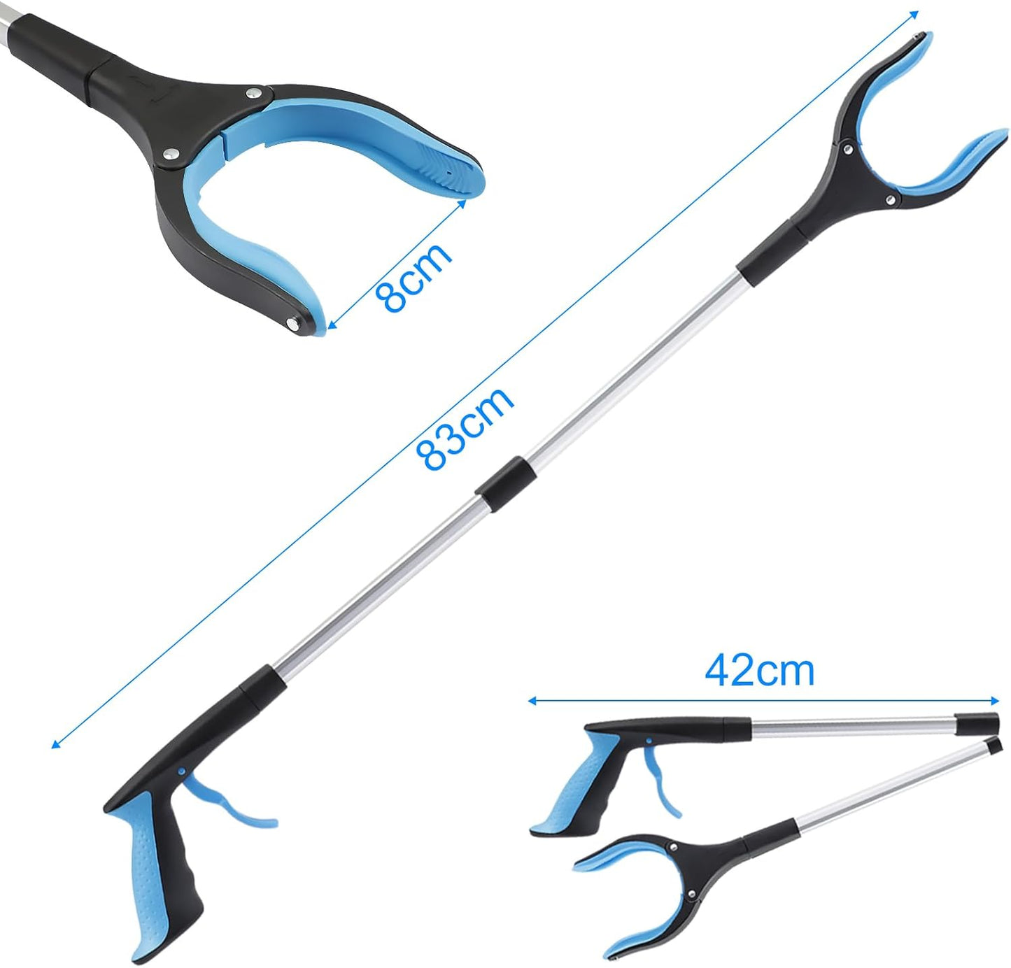 Grabber Set of 2 - 83 cm - Foldable Grabber - With Magnet & 360 degrees Rotating Head - Litter Grabber V1189-HB003WSRF00005