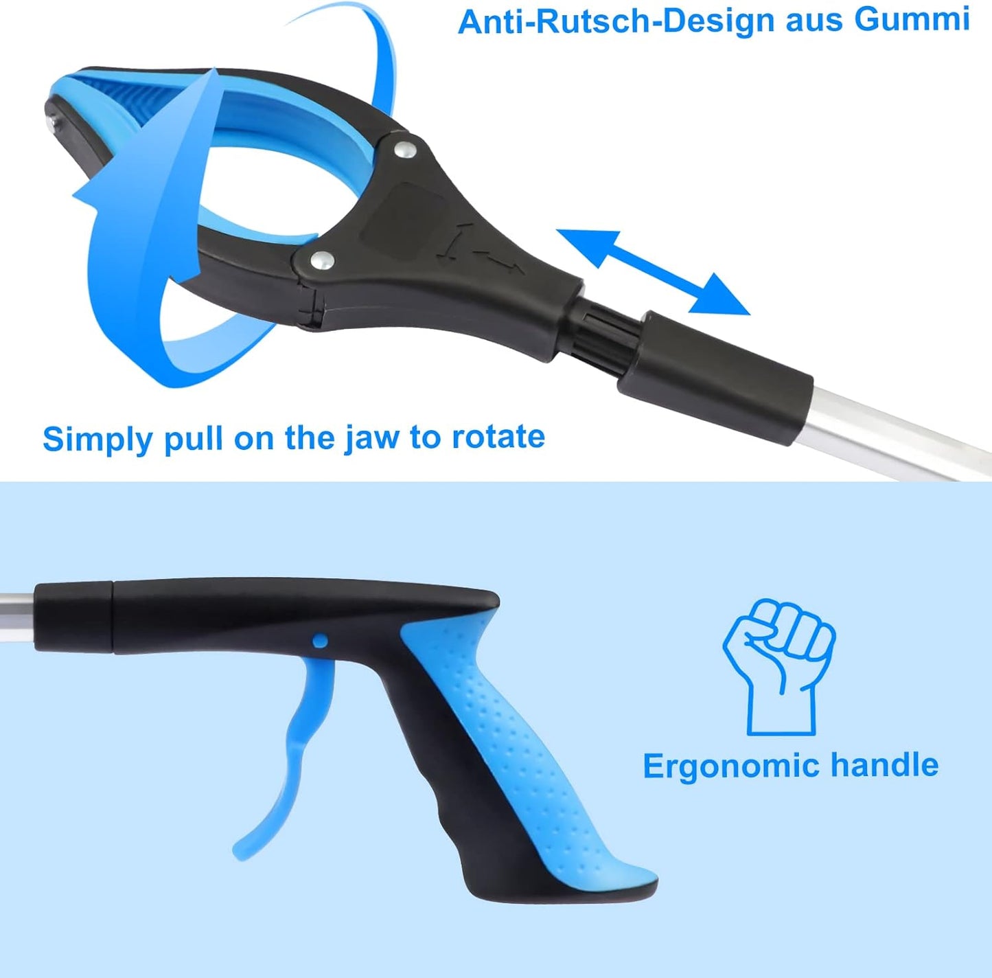 Grabber Set of 2 - 83 cm - Foldable Grabber - With Magnet & 360 degrees Rotating Head - Litter Grabber V1189-HB003WSRF00005