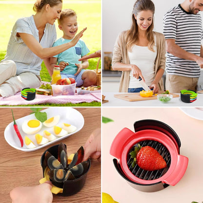 4-in-1 Egg Slicer - Egg Separator - Stainless Steel 304 - For Eggs, Strawberries & Soft Foods - Easy to Clean V1189-HB003WSRG00016