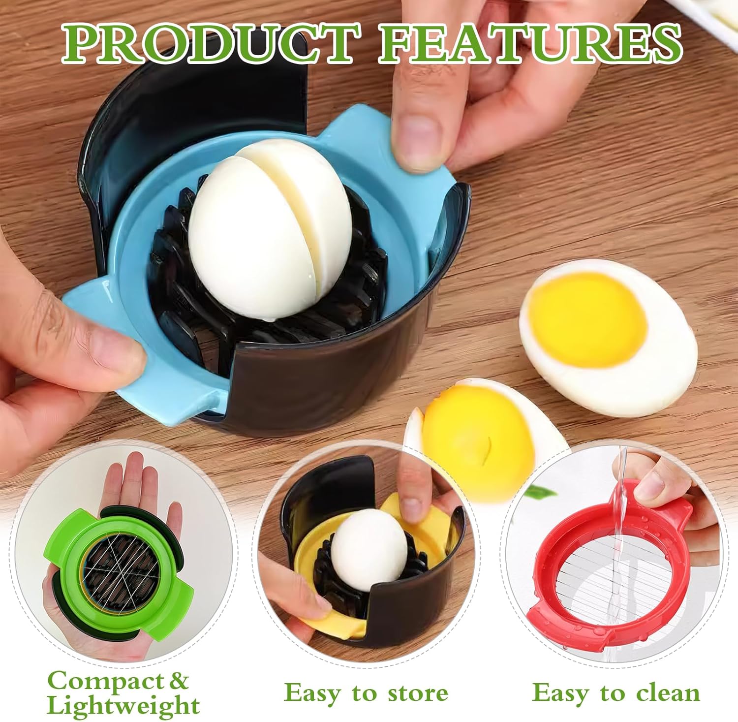 3-in-1 Egg Slicer - Egg Separator - Stainless Steel 304 - For Eggs, Strawberries & Soft Foods - Easy to Clean V1189-HB003WSRG00017