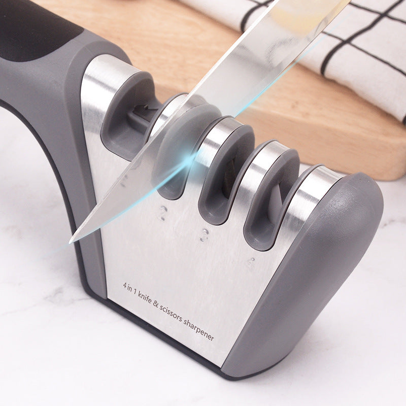 4-in-1 Knife Sharpener - Professional with Scissor Sharpener - 4-Position Pull-Through Sharpener for Kitchen V1189-HB003WSRG00021