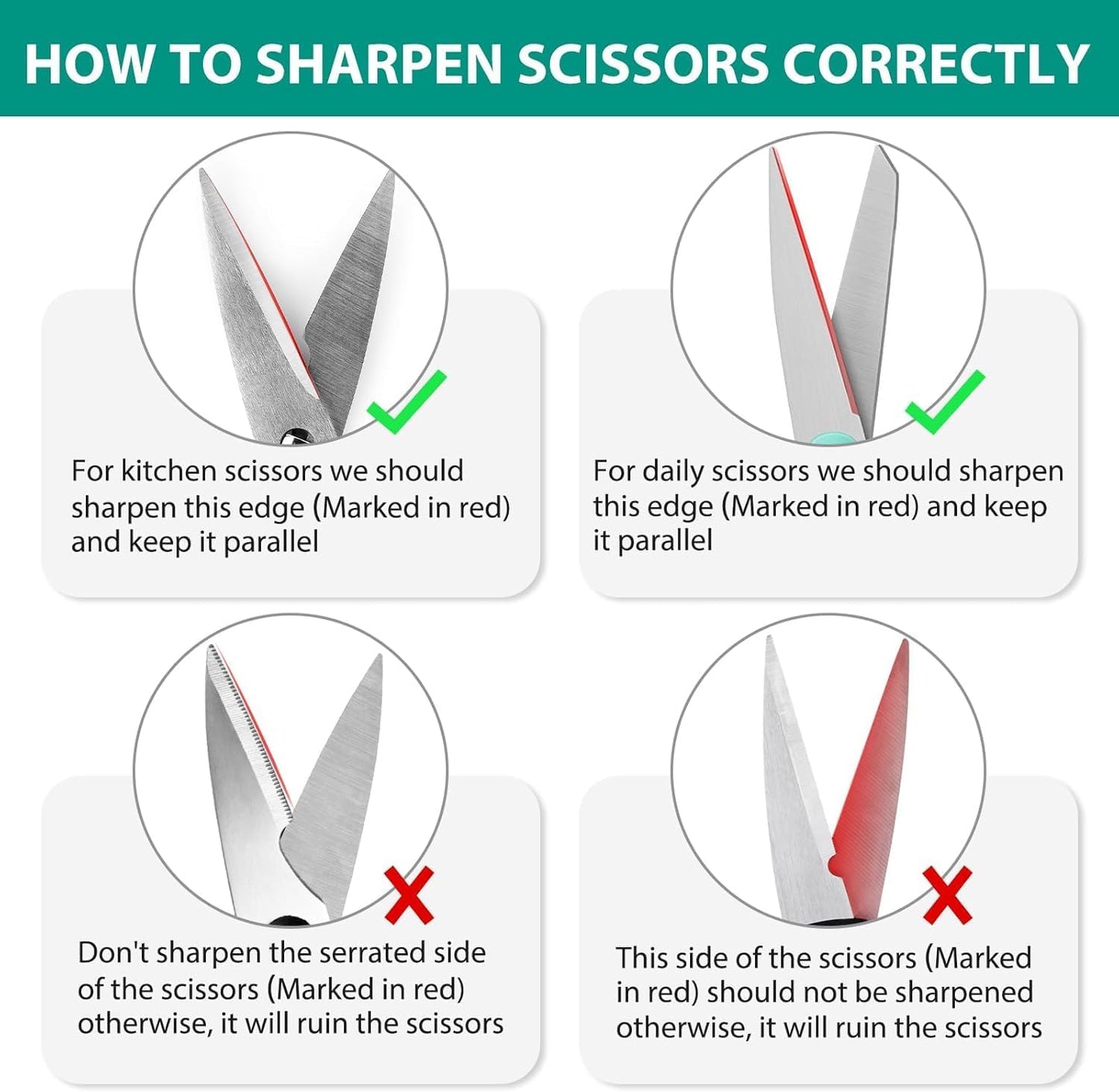 4-in-1 Knife Sharpener - Professional with Scissor Sharpener - 4-Position Pull-Through Sharpener for Kitchen V1189-HB003WSRG00021