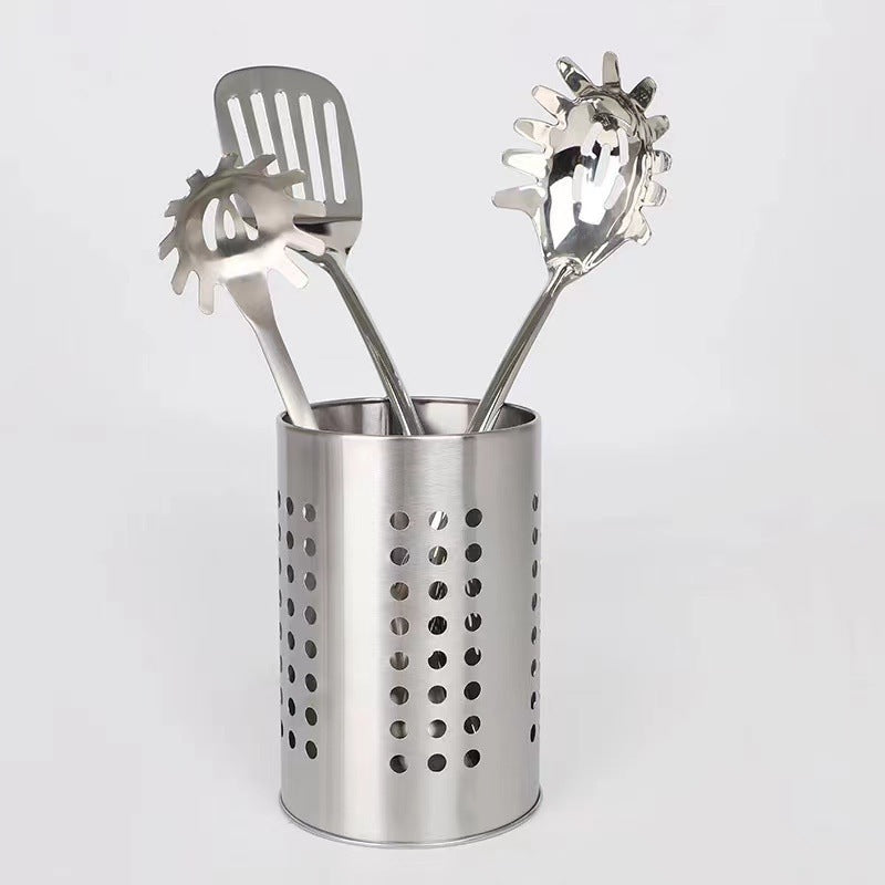 Large stainless steel cutlery holder - cutlery container cylinder - 12 x 15 cm - kitchen organizer - silver V1189-HB003WSRG00029
