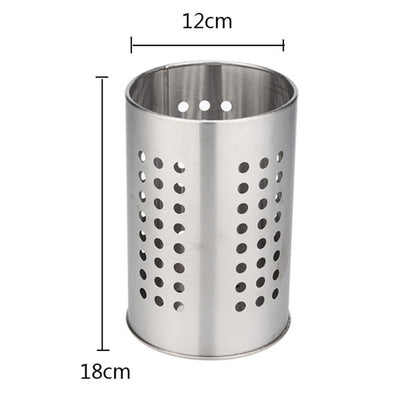 XL Kitchen Utensil Holder Stainless Steel - High Spatula Pot - 12 x 18 cm - Robust Stainless Steel - Silver V1189-HB003WSRG00030