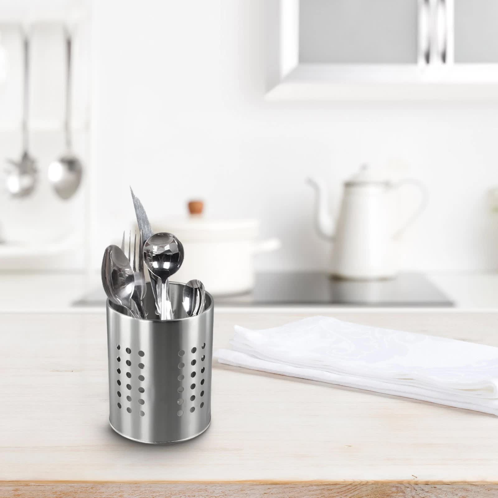 XL Kitchen Utensil Holder Stainless Steel - High Spatula Pot - 12 x 18 cm - Robust Stainless Steel - Silver V1189-HB003WSRG00030