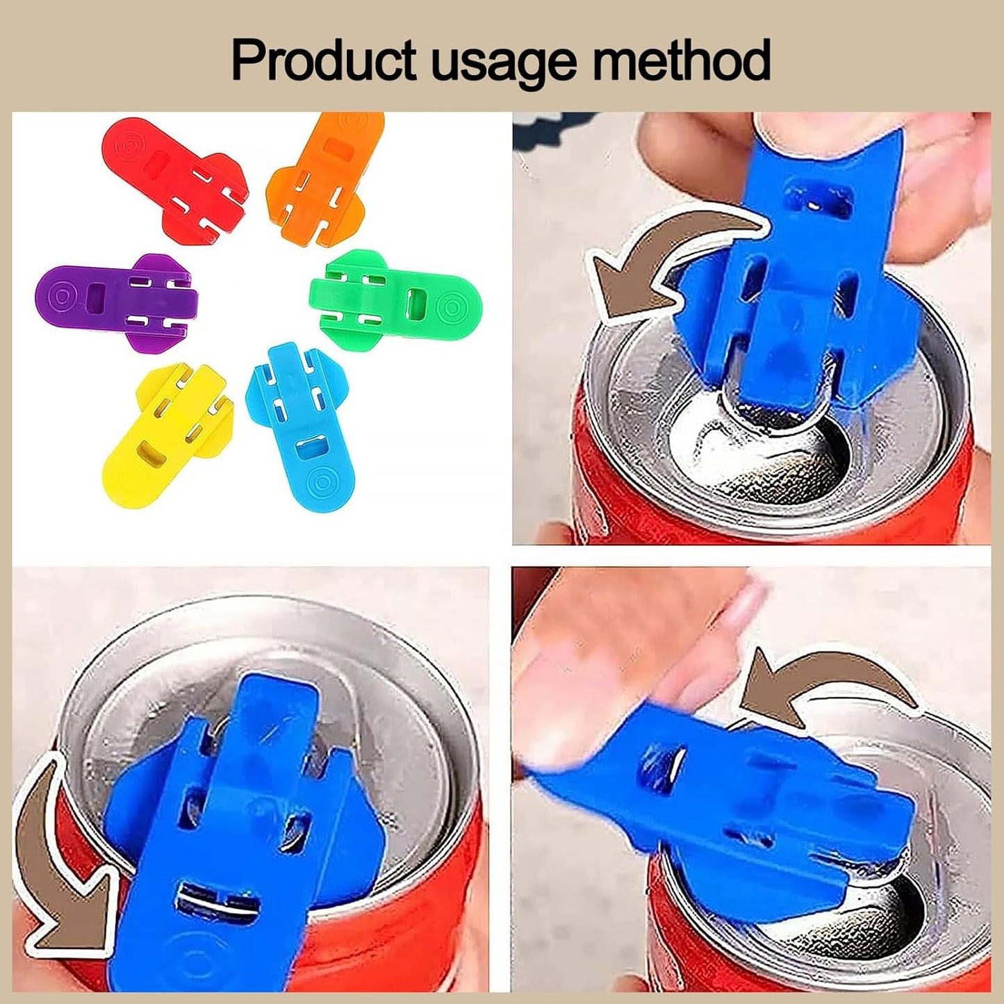 6 Piece Can Opener for Soda & Beer - Ring Opener & Nail Protector - Easy Opening - Multicolor V1189-HB003WSRG00032