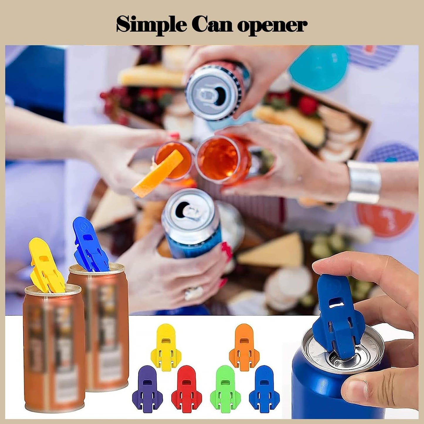 12 Piece Can Opener for Soda & Beer - Ring Opener & Nail Protector - Easy Opening - Multicolor V1189-HB003WSRG00033