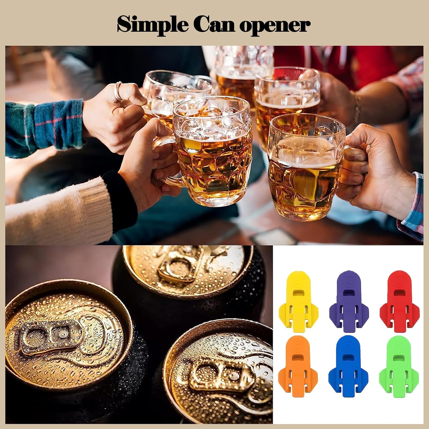 12 Piece Can Opener for Soda & Beer - Ring Opener & Nail Protector - Easy Opening - Multicolor V1189-HB003WSRG00033