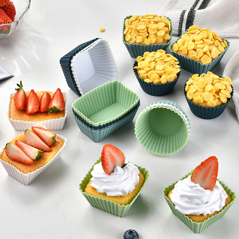 Silicone Muffin Mold Set - 12 Pieces - Reusable Cupcake Molds - Round, Square & Rectangular - Blue V1189-HB003WSRG00045
