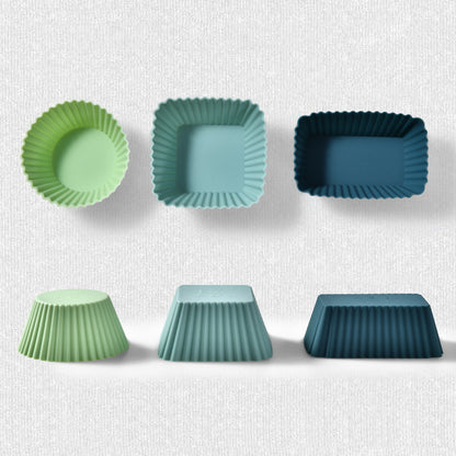 Silicone Muffin Mold Set - 12 Pieces - Reusable Cupcake Molds - Round, Square & Rectangular - Blue V1189-HB003WSRG00045