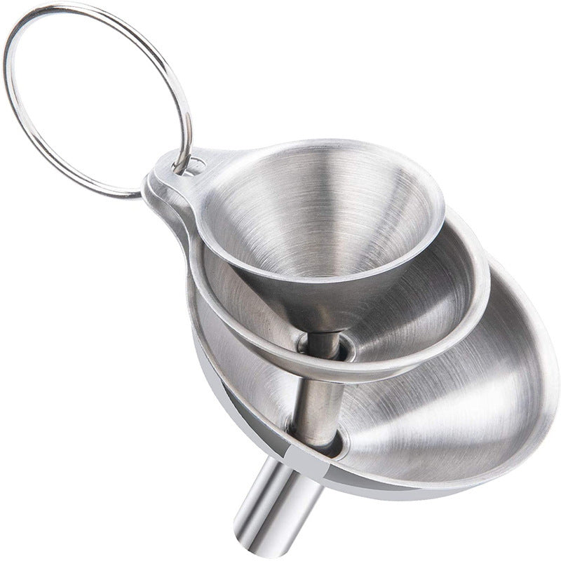 Stainless Steel Funnel Set of 3 - Includes 2 Cleaning Brushes - Kitchen Funnels with Handle - For Liquids, V1189-HB003WSRG00050