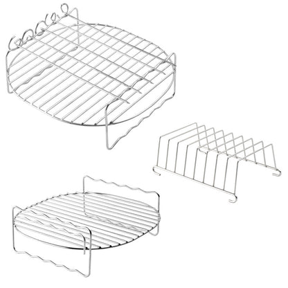 Airfryer Accessories Set 3-piece - Stainless Steel - Grill Rack with Skewers & Bread Rack - Universal - Silver V1189-HB003WSRG00058