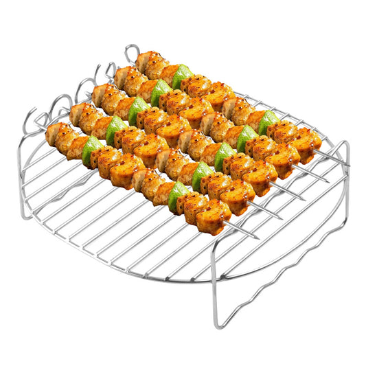 Airfryer Grill Rack with Skewers - Stainless Steel - Double-Layer Rack - Includes 3 Skewers - Accessories for V1189-HB003WSRG00060